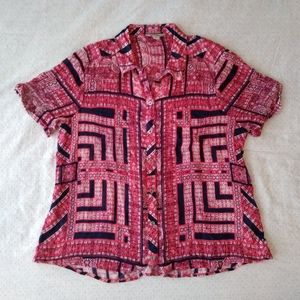 Lucky Brand Short Sleeve Button Down Top